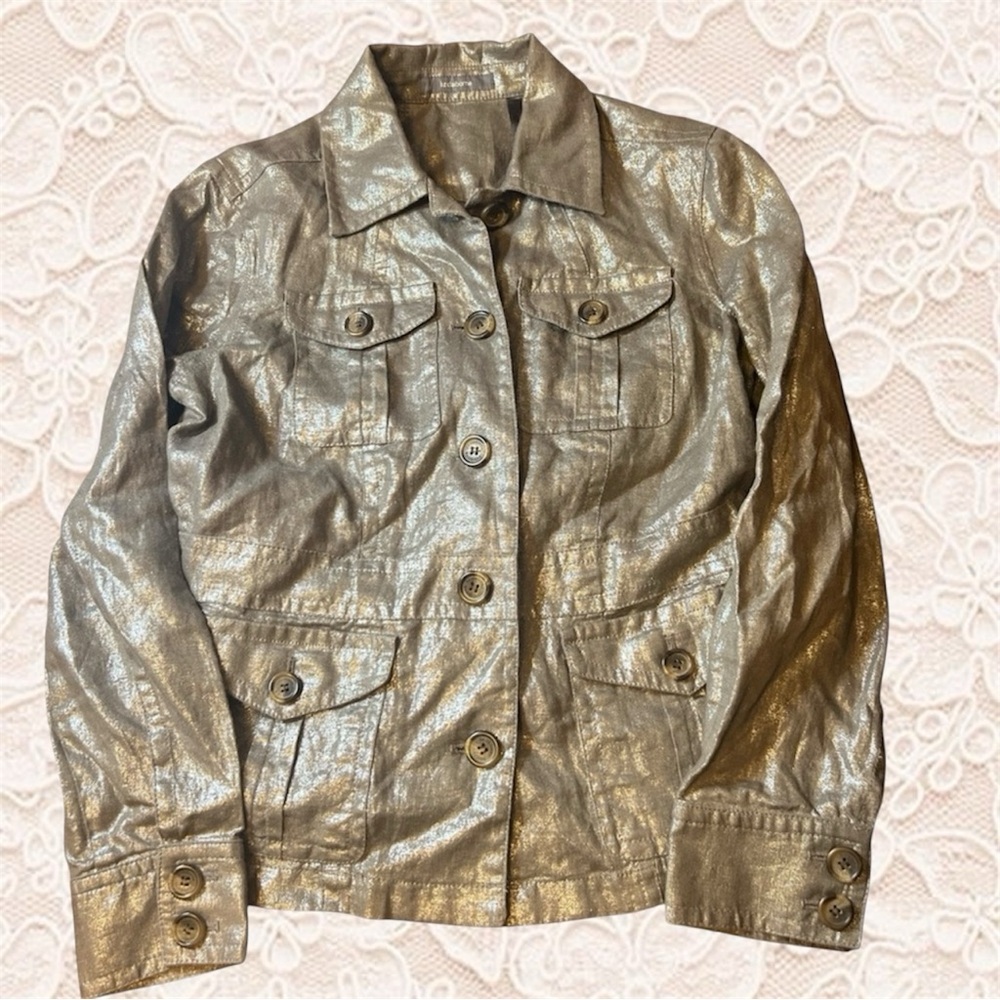 Liz Claiborne Silver Blazer with Metallic Finish